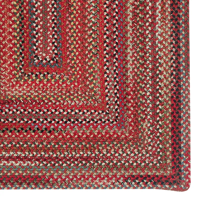 Americana Country Red Concentric Rectangle Rug - 2\' x 8\'