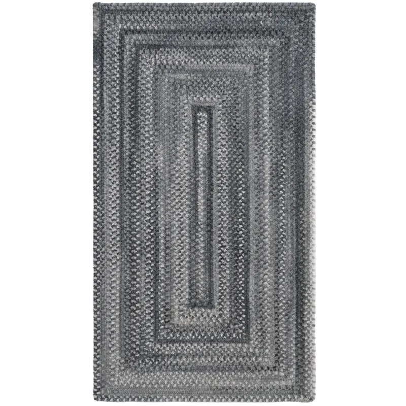 Bambini Cool Gray Concentric Rectangle Rug - 5\'6\" x 5\'6\"