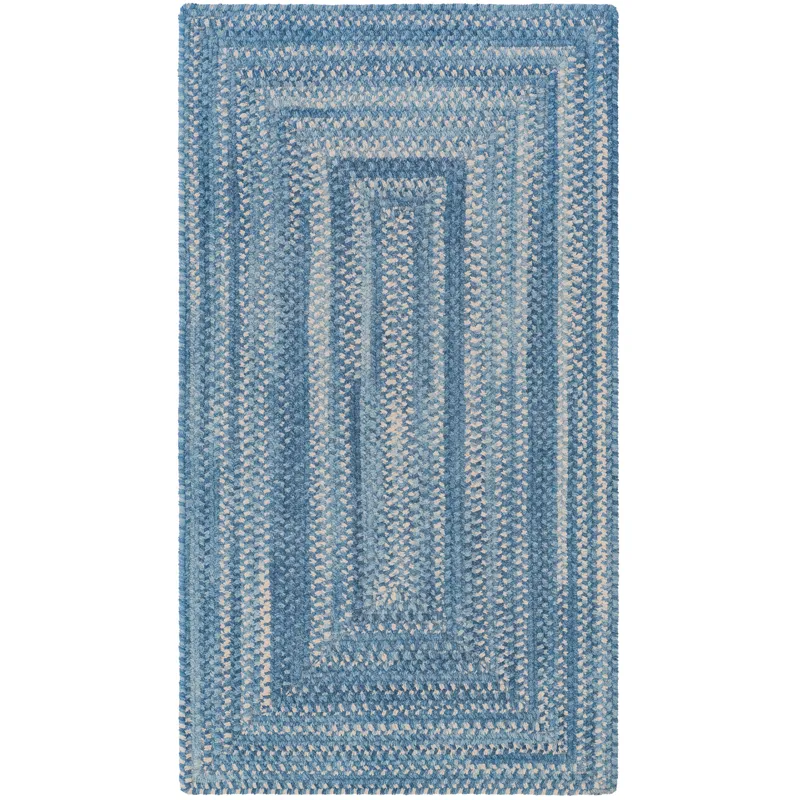 Bambini Cloud Blue Concentric Rectangle Rug - 2\'3\" x 9\'3\"