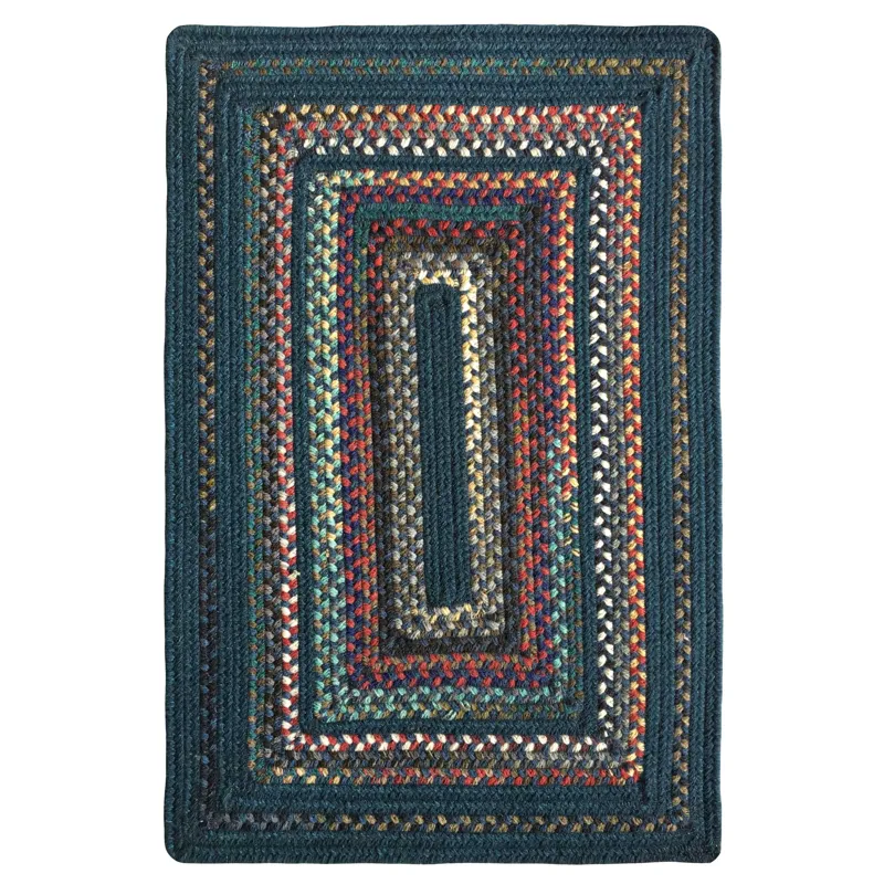 Bradford Empire Blue Concentric Rectangle Rug - 5\' x 8\'