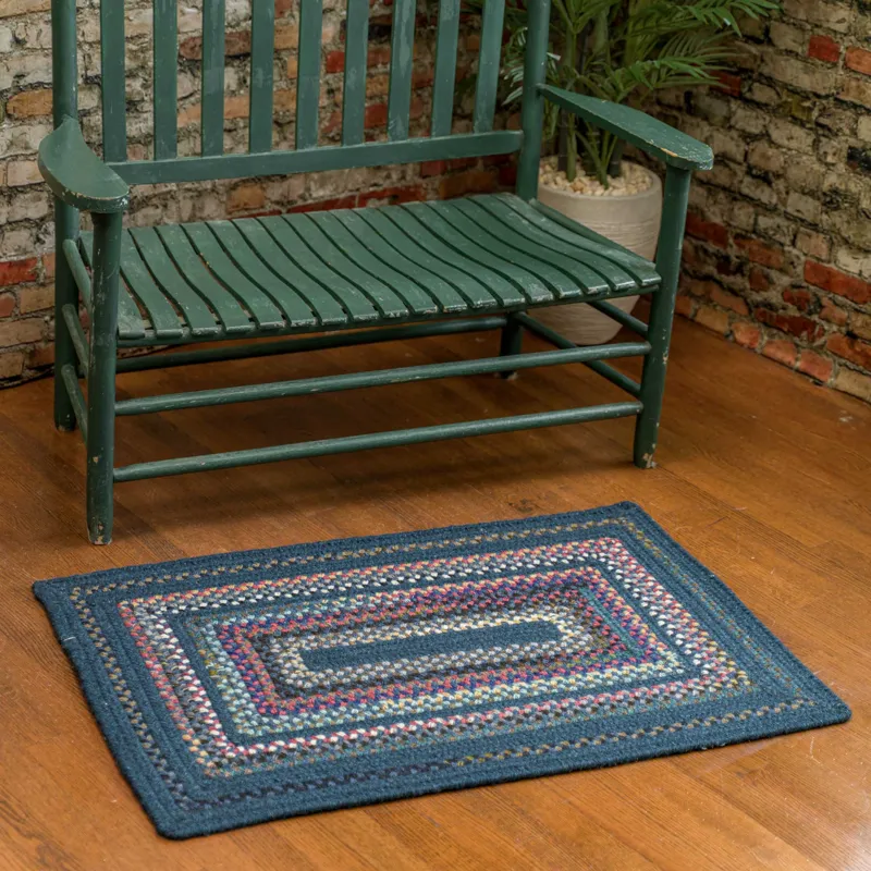 Bradford Empire Blue Concentric Rectangle Rug - 5\' x 8\'