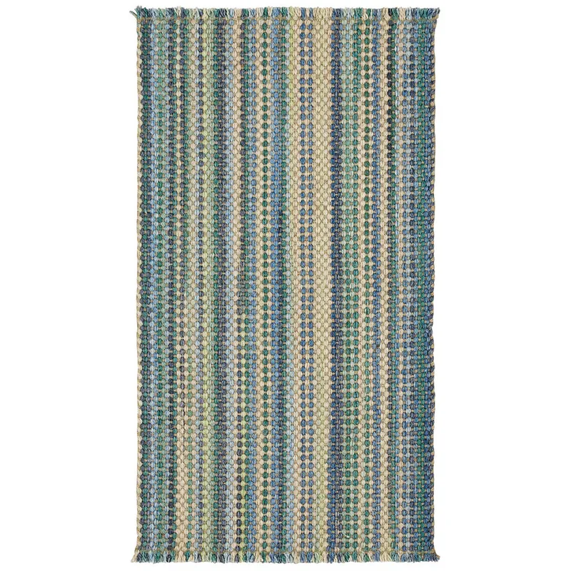 Hampton Seaglass Blue Vertical Stripe Rectangle Rug - 2\' x 3\'