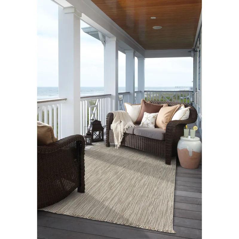 Seagrove Oyster Vertical Stripe Rectangle Rug - 2\' x 8\'