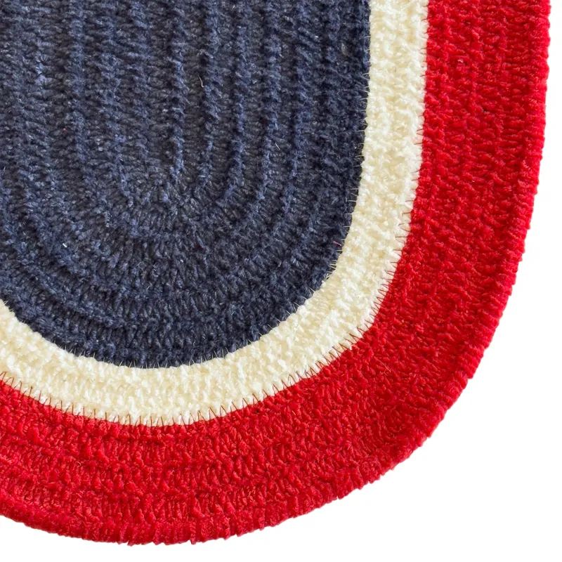 Happy Holidays-America Red White Blue Oval Rug - 1\'5\" x 2\'3\"