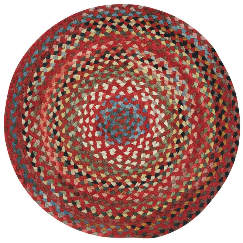 Plymouth Country Red Round Rug - 3\' x 3\'