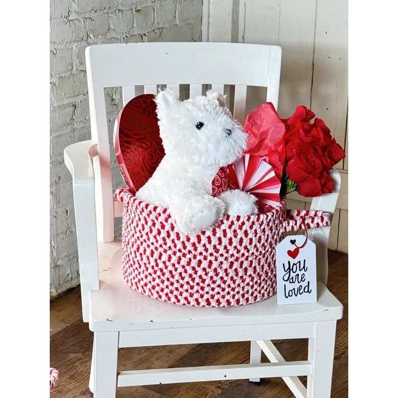 Happy Holidays-Valentine Valentine 16\" Basket
