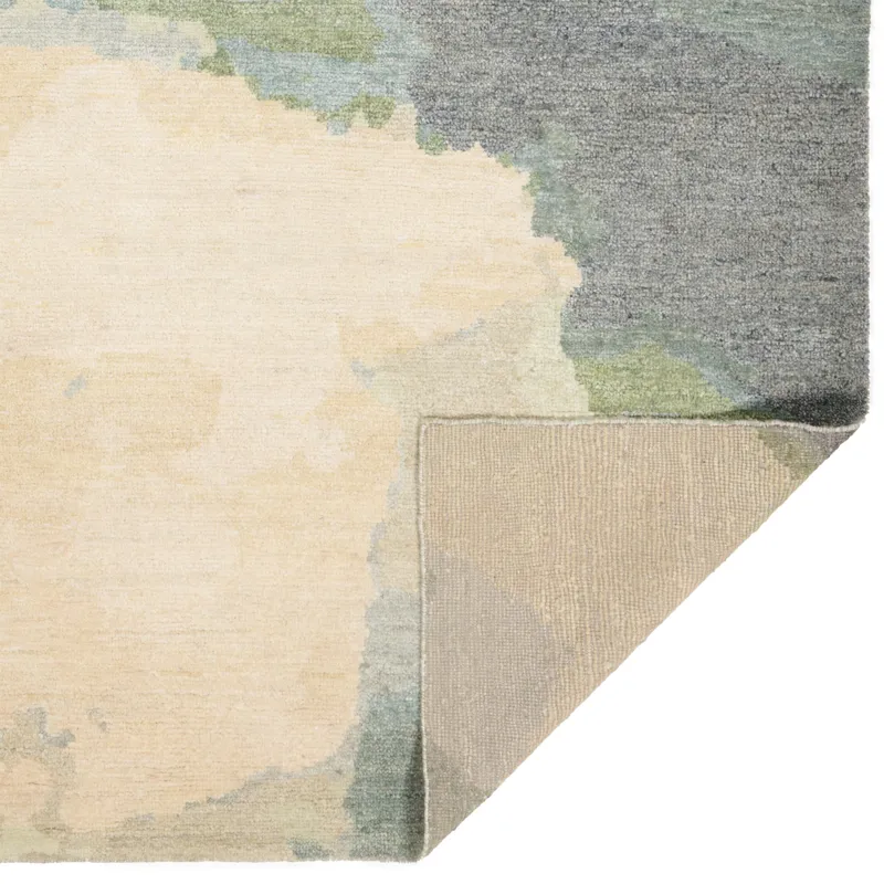 Aquarelles Verte Rectangle Rug - 5\' x 8\'