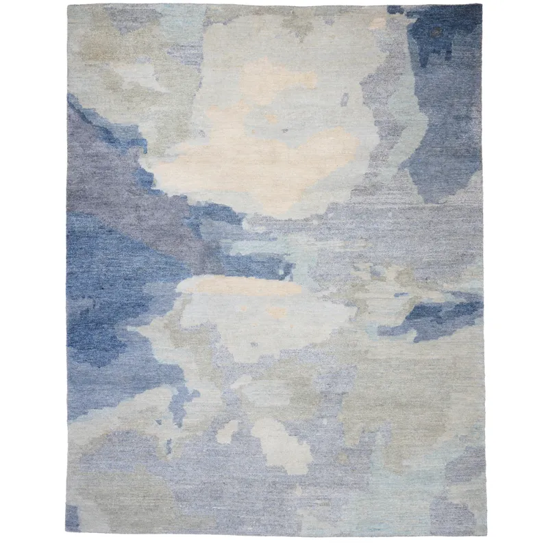 Aquarelles Bleu Rectangle Rug - 9\' x 12\'