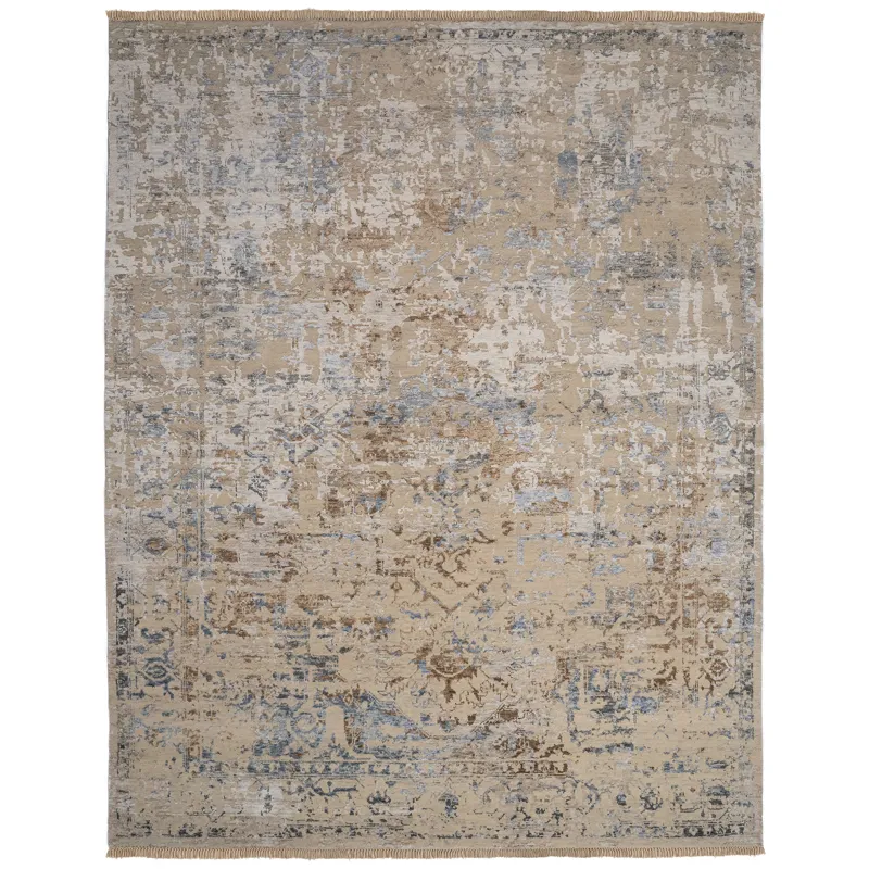 Carrara Beige Blue Rectangle Rug - 8\' x 11\'