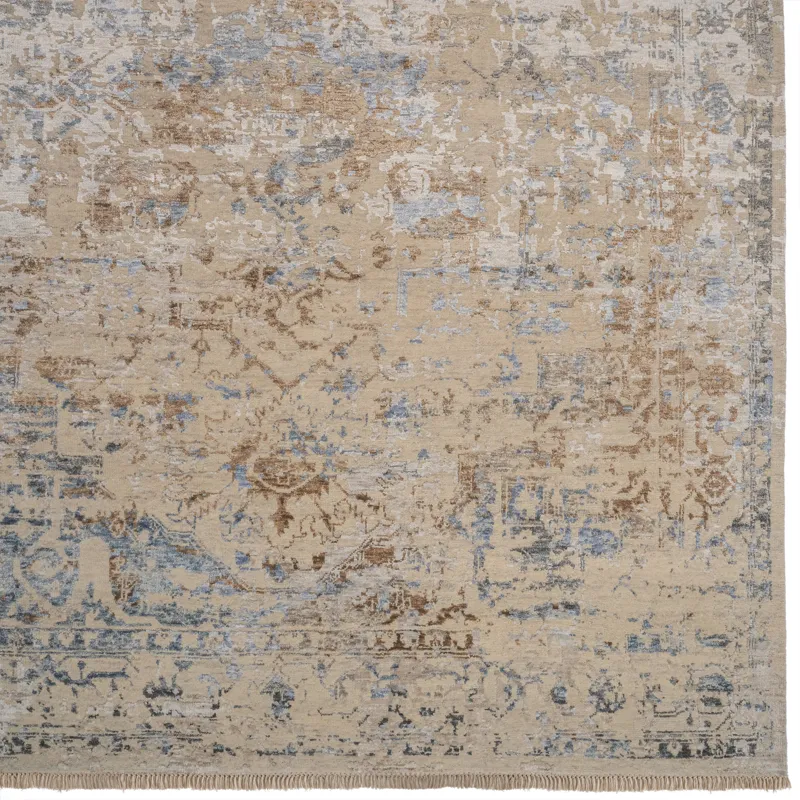 Carrara Beige Blue Rectangle Rug - 8\' x 11\'