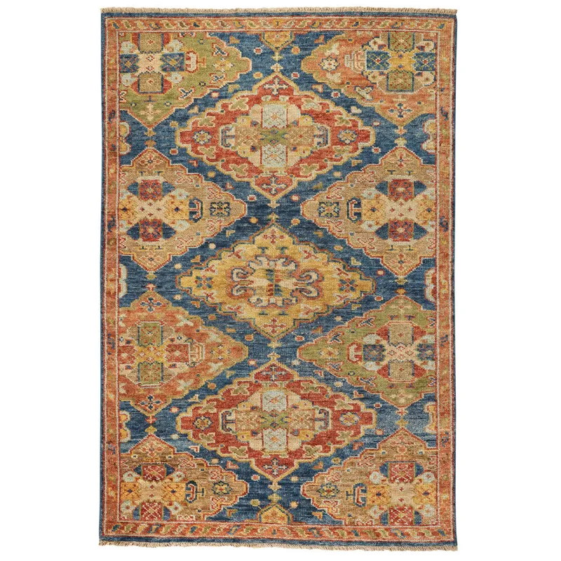 Charise-Kazak Blue Multi Rectangle Rug - 8\' x 10\'