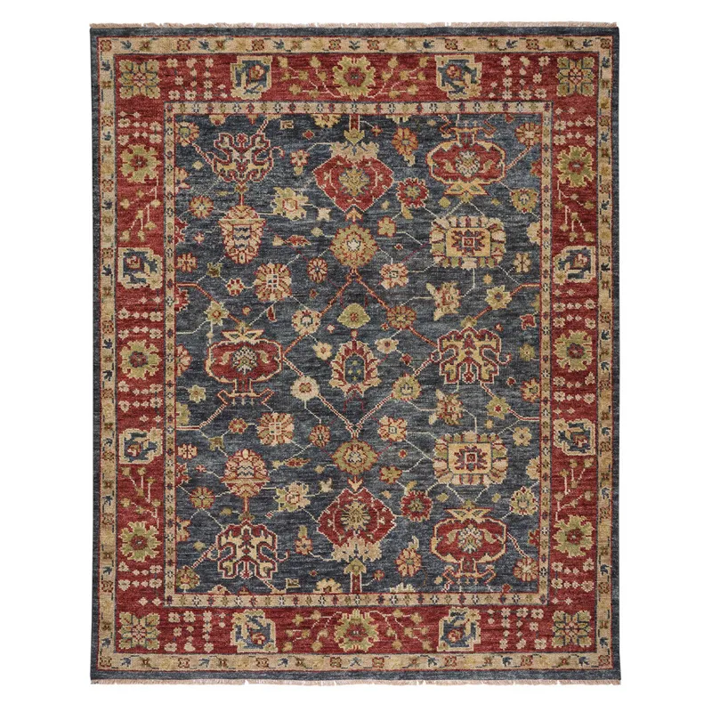 Charise-Peshawar Slate Ruby Rectangle Rug - 3\' x 5\'