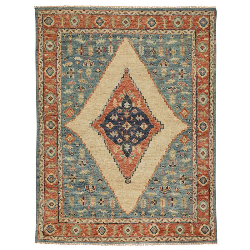 Charise-Tabriz Fog Blue Rectangle Rug - 5\' x 8\'