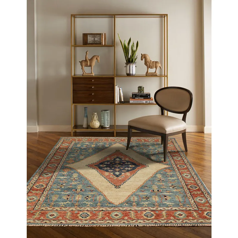Charise-Tabriz Fog Blue Rectangle Rug - 5\' x 8\'