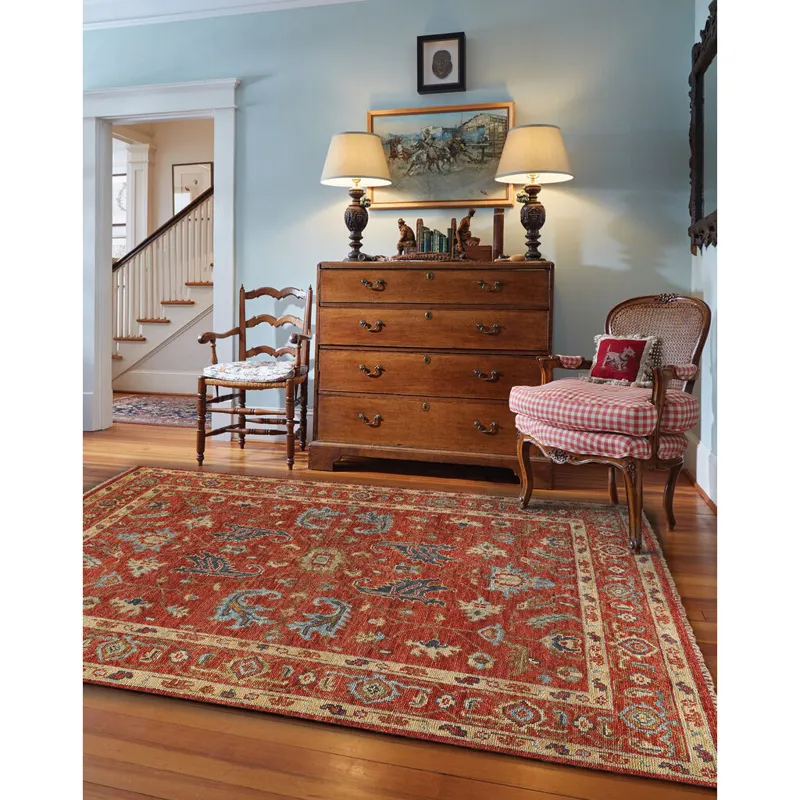 Charise-Ushak Scarlet Rectangle Rug - 3\' x 5\'
