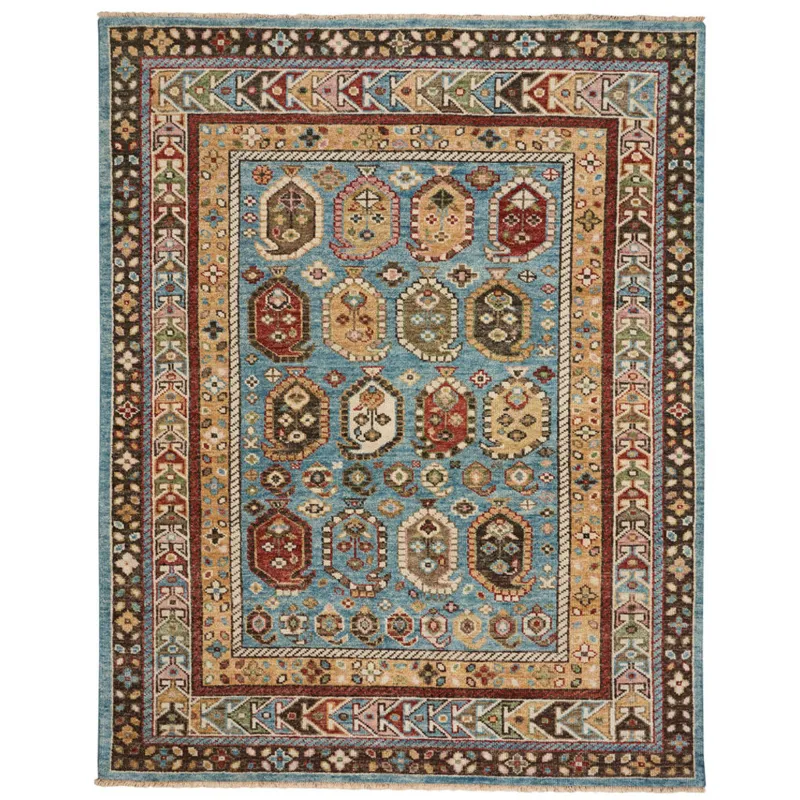 Charise-Shirvan Blue Amber Rectangle Rug - 2\'6\" x 9\'6\"