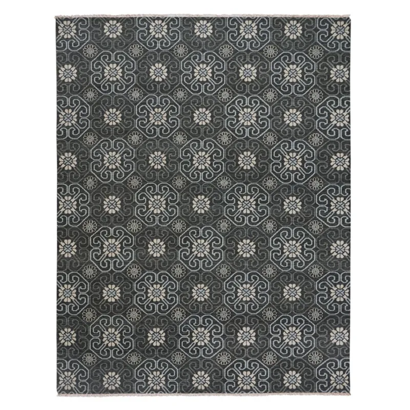 Siam-Flower Grey Rectangle Rug - 10\' x 14\'