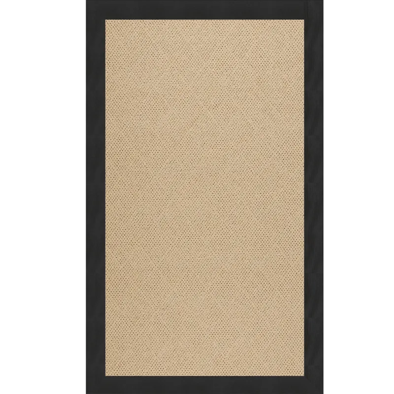 Creative Concepts-Cane Wicker Canvas Black Rectangle Rug - 10\' x 14\'