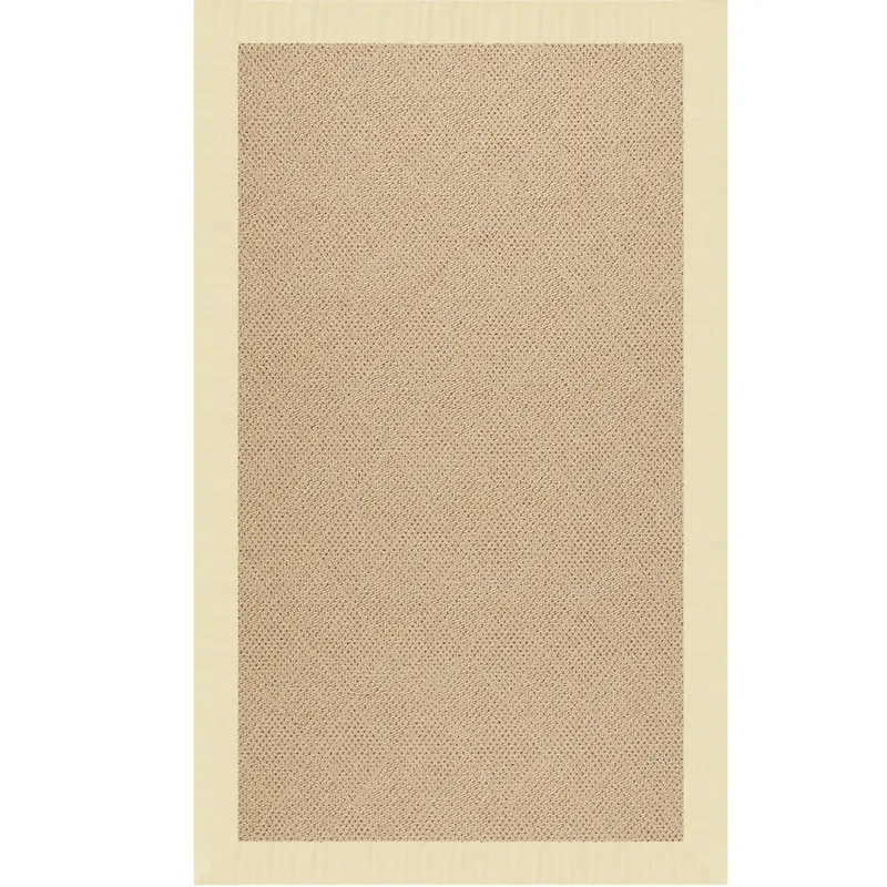 Creative Concepts-Cane Wicker Canvas Sand Rectangle Rug - 4\' x 4\'