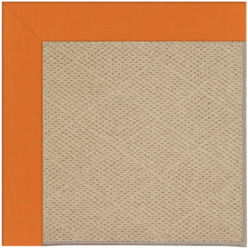 Creative Concepts-Cane Wicker Canvas Tangerine Rectangle Rug - 6\' x 6\'