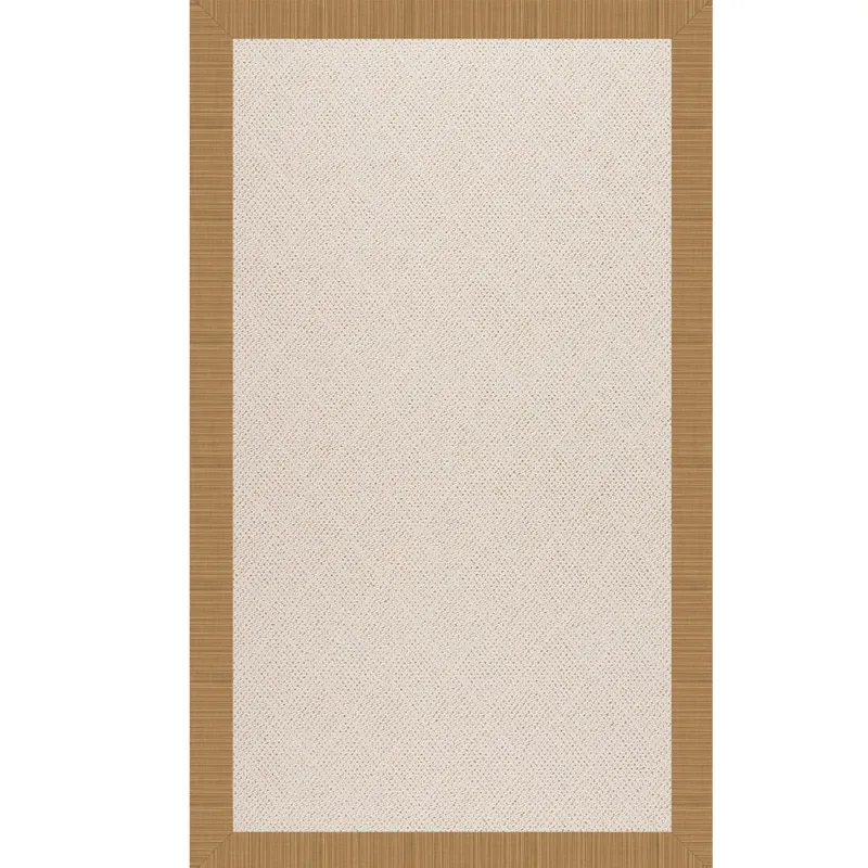 Creative Concepts-White Wicker Dupione Bamboo Rectangle Rug - 4\' x 4\'