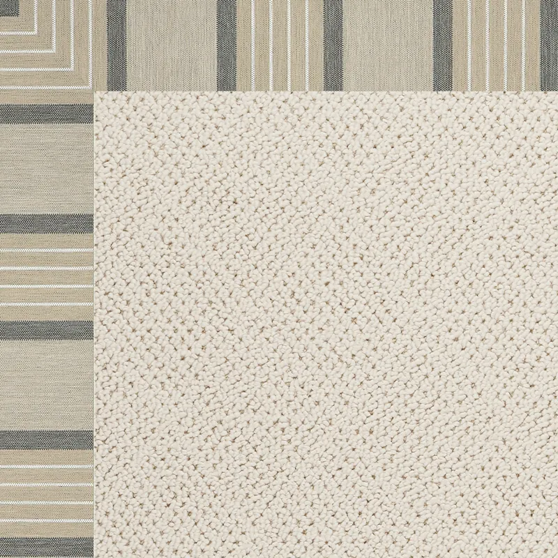 Creative Concepts-White Wicker Cove Pebble Octagon Rug - 4\' x 4\'