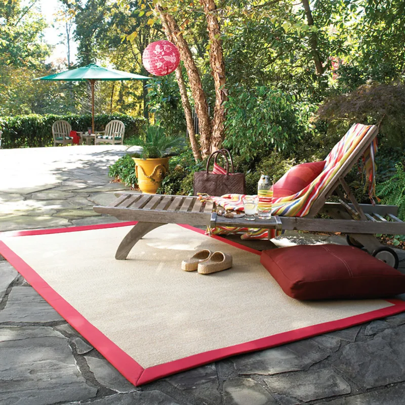 Creative Concepts-Sisal Canvas Jockey Red Rectangle Rug - 8\' x 8\'