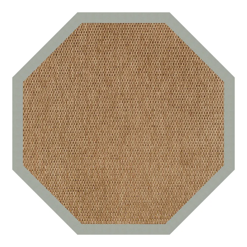 Islamorada-Basketweave Canvas Spa Blue Octagon Rug - 6\' x 6\'