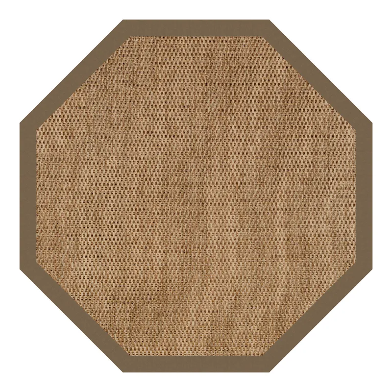 Islamorada-Basketweave Canvas Cocoa Octagon Rug - 6\' x 6\'