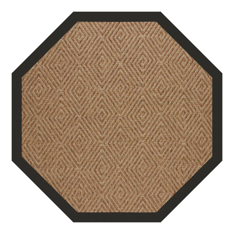 Islamorada-Diamond Canvas Black Octagon Rug - 4\' x 4\'