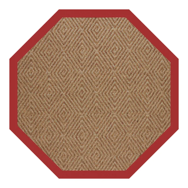 Islamorada-Diamond Canvas Jockey Red Octagon Rug - 6\' x 6\'