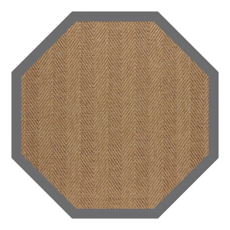 Islamorada-Herringbone Canvas Charcoal Octagon Rug - 6\' x 6\'