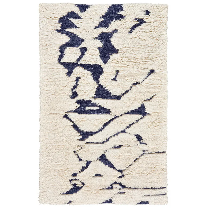 Nomad Ivory Navy Rectangle Rug - 3\'6\" x 5\'6\"