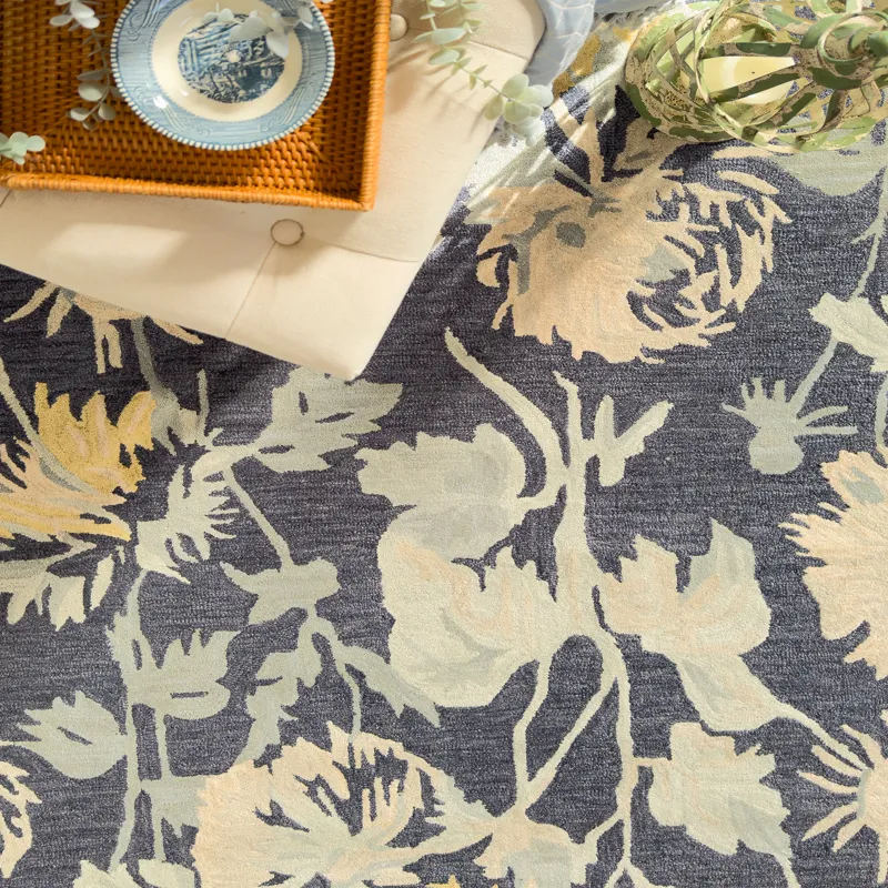 Avanti-Floral Nouveau Blue Multi Rectangle Rug - 7\'9\" x 10\'9\"