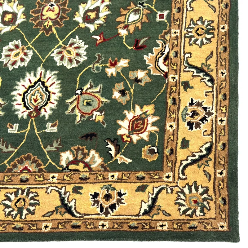 Persia-Keshan Green Gold Rectangle Rug - 3\'6\" x 5\'6\"