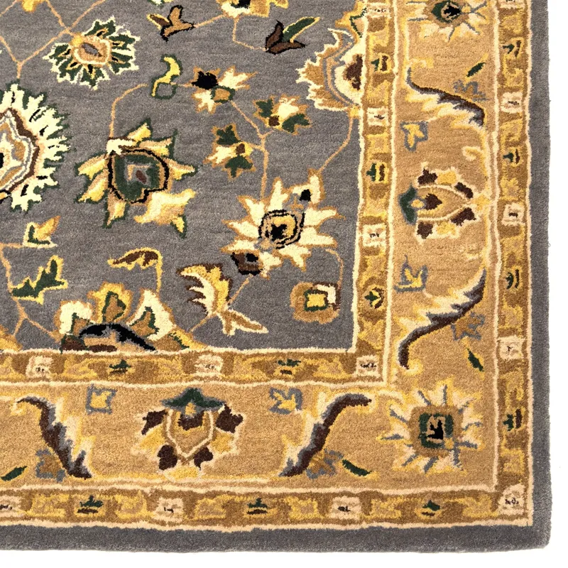 Persia-Keshan Gray Beige Rectangle Rug - 7\'9\" x 9\'9\"