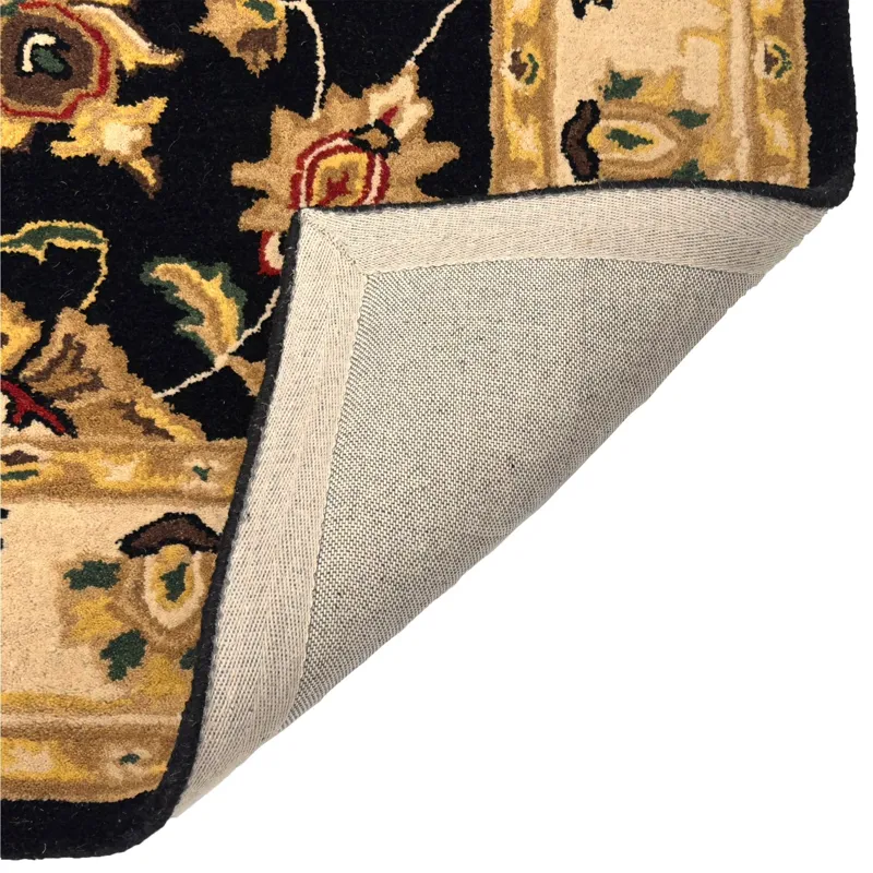 Persia-Keshan Black Ivory Rectangle Rug - 2\'6\" x 8\'6\"