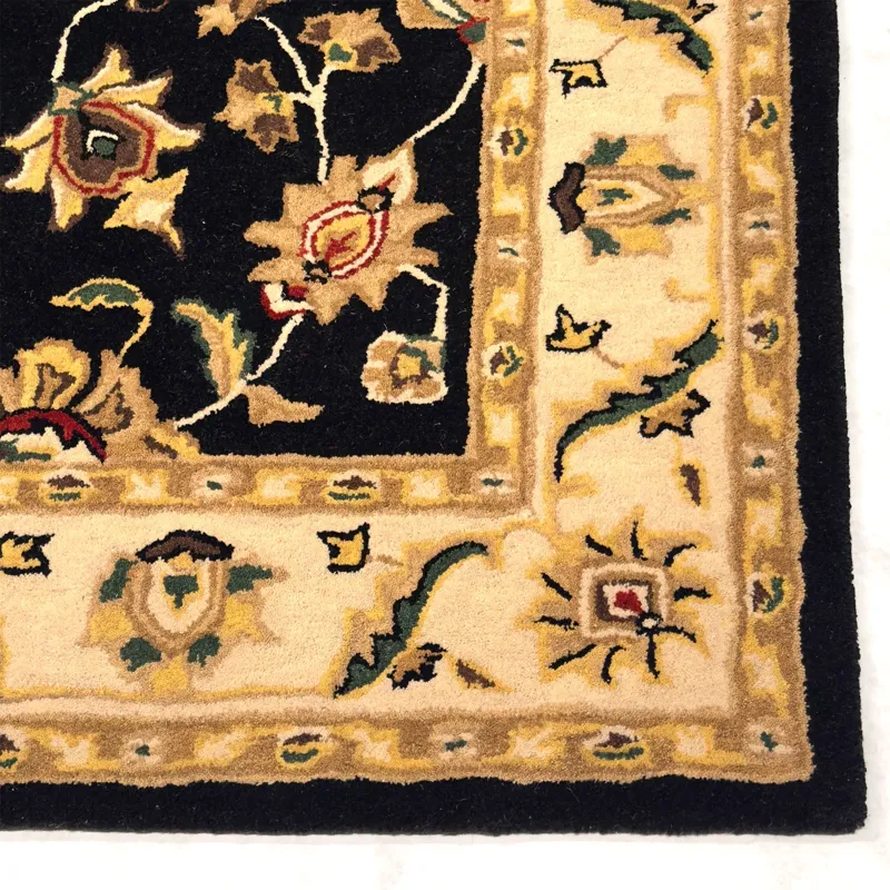 Persia-Keshan Black Ivory Rectangle Rug - 2\'6\" x 8\'6\"
