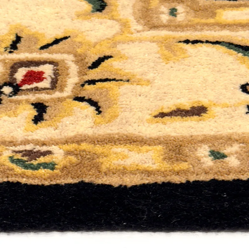 Persia-Keshan Black Ivory Rectangle Rug - 2\'6\" x 8\'6\"