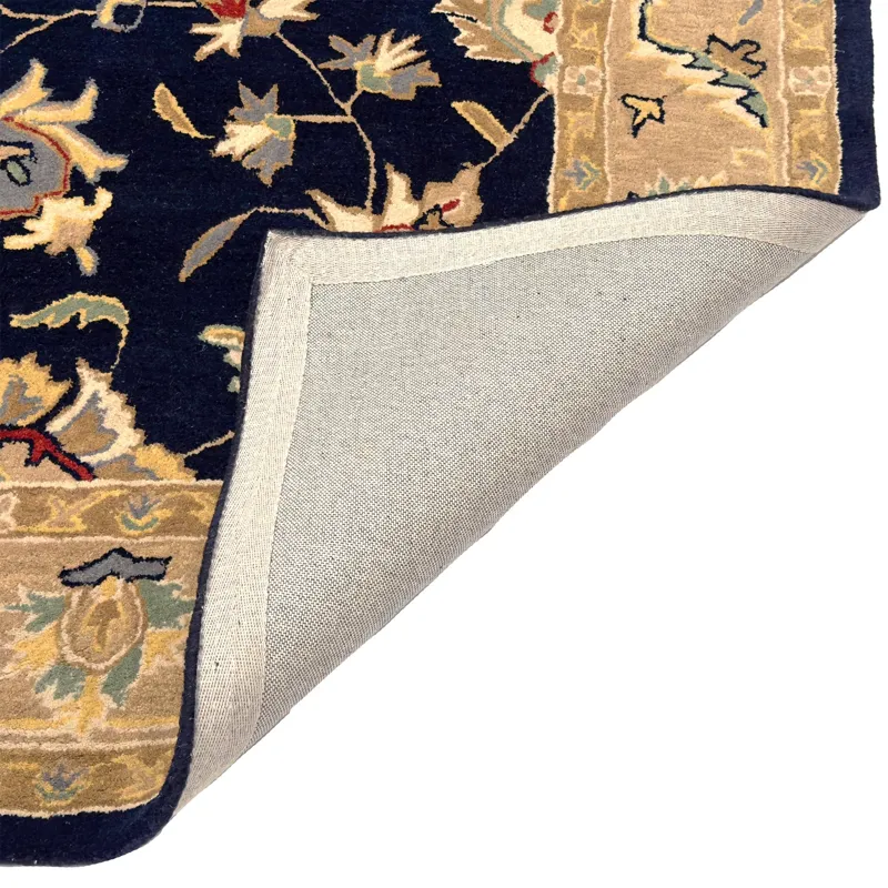 Persia-Keshan Navy Taupe Rectangle Rug - 10\' x 14\'