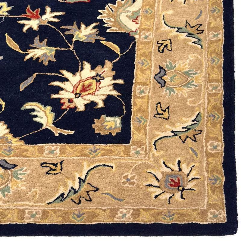 Persia-Keshan Navy Taupe Rectangle Rug - 10\' x 14\'