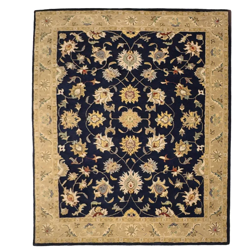 Persia-Keshan Navy Taupe Rectangle Rug - 10\' x 14\'
