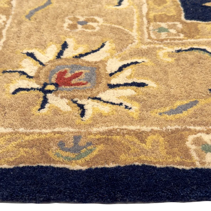 Persia-Keshan Navy Taupe Rectangle Rug - 10\' x 14\'