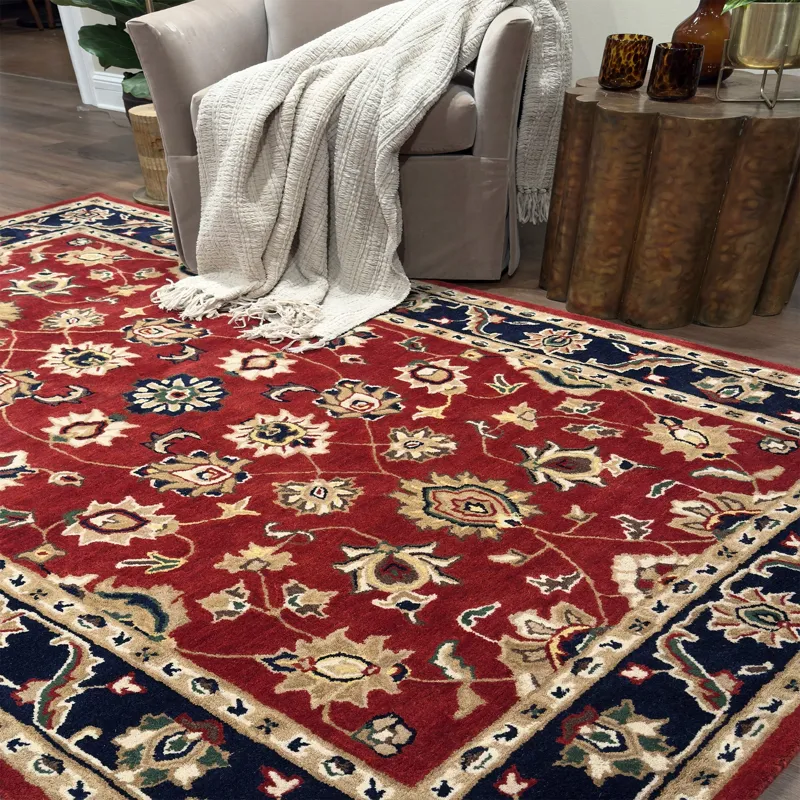 Persia-Keshan Red Navy Rectangle Rug - 2\'6\" x 8\'6\"