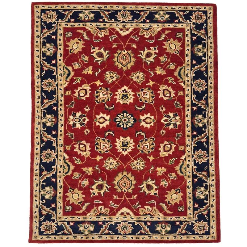 Persia-Keshan Red Navy Rectangle Rug - 2\'6\" x 8\'6\"
