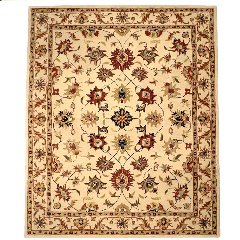 Persia-Keshan Ivory Rectangle Rug - 2\'6\" x 8\'6\"
