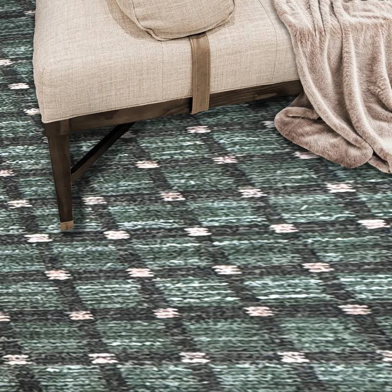 Tattersall Jade Rectangle Rug - 9\' x 12\'