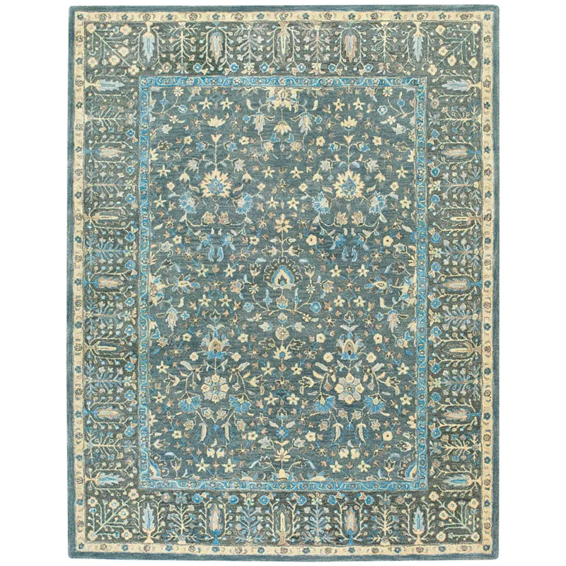 Izmir-Persian Cedars Dusty Blue Rectangle Rug - 7\' x 9\'