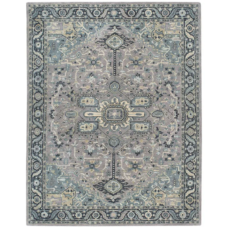 Izmir-Serapi Grey Blue Rectangle Rug - 9\'6\" x 13\'6\"