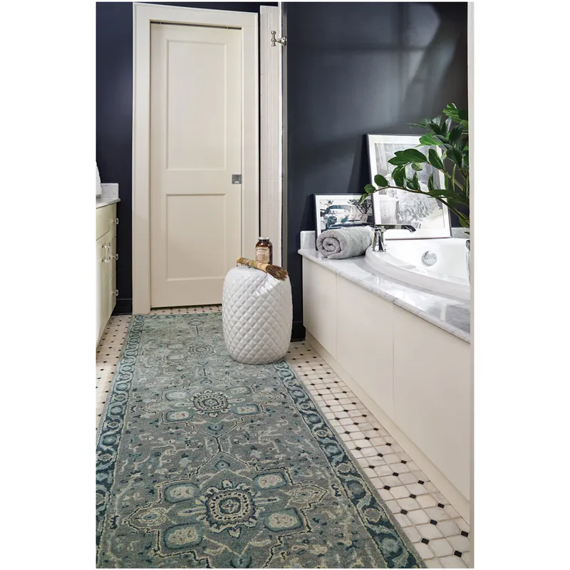 Izmir-Serapi Grey Blue Rectangle Rug - 9\'6\" x 13\'6\"